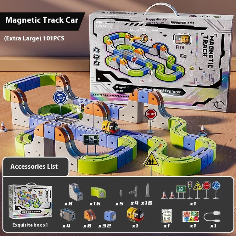 Magnetic Race Track Christmas Gift for Kids - Smart LED 
