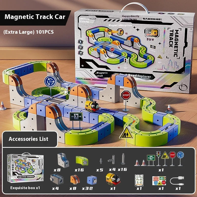 Montessori Motorized Train & Gravity Maze Toy - Smart LED 