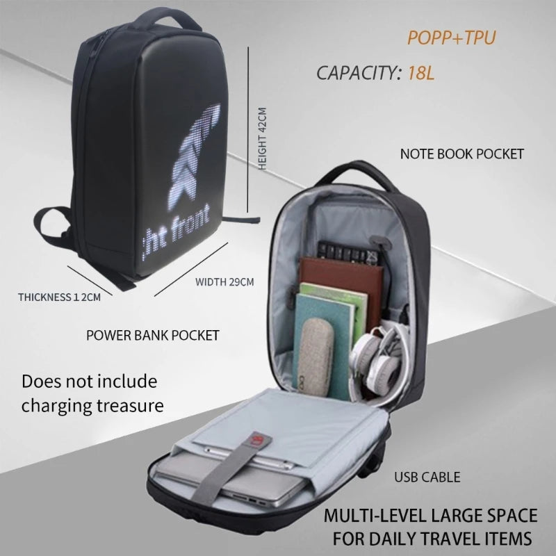 Backpacks Programmable Panel Screen Waterproof - Smart LED 