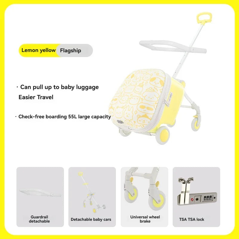 Kids Travel Trolley Suitcase Children Luggage Pulling - Smart LED 