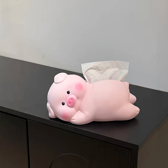 Cute Pink Pig Ceramic Tissue Box – 3D Cartoon Napkin Holder for Home & Desk