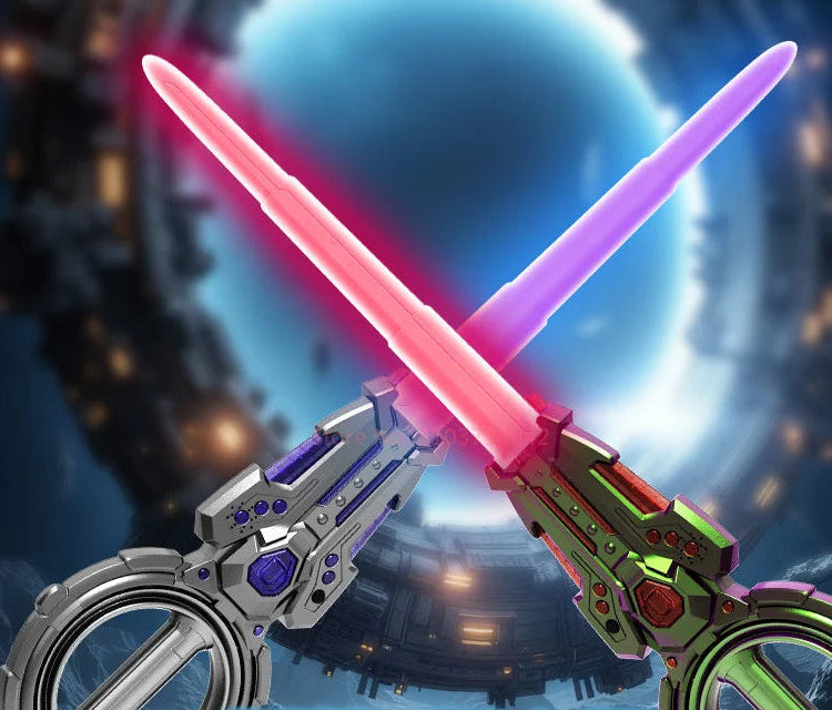 Double-ended lightsaber toy – Dual-Blade Light-Up Saber with Multiple Lighting Styles in action with vibrant blades.