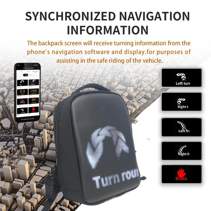 Backpacks Programmable Panel Screen Waterproof - Smart LED 
